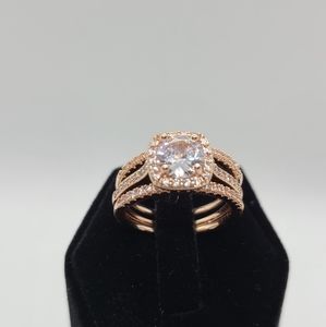 3 ring set gold plated cz